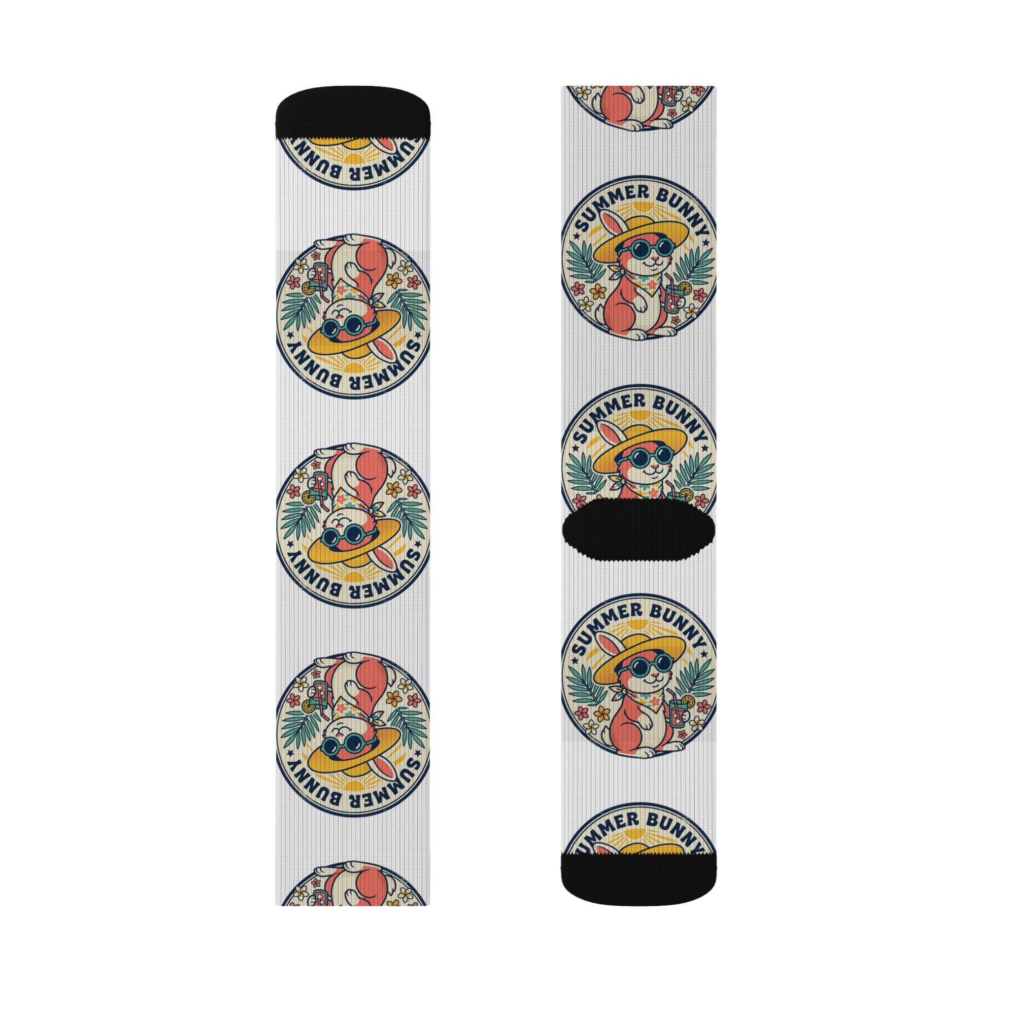 Summer Vibes Sublimation Socks — Sunny Beach Badge Pattern