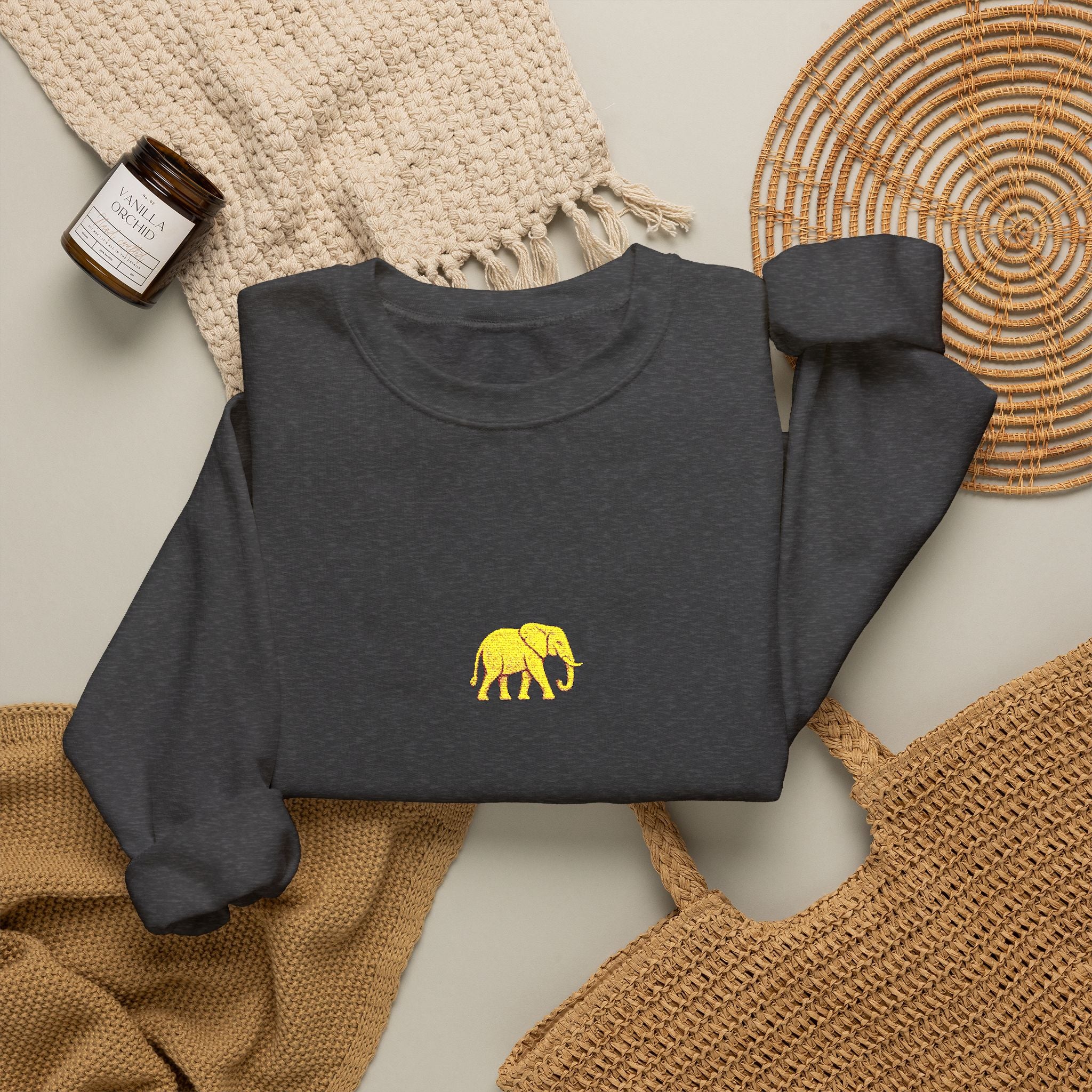 Elephant Embroidery Crewneck Sweatshirt