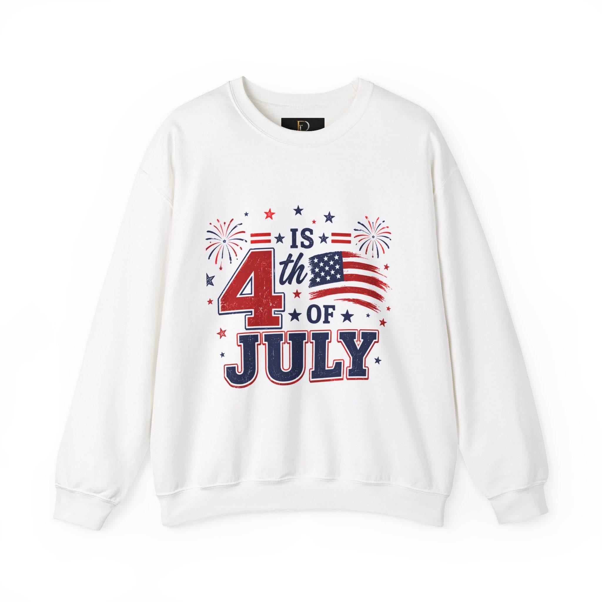 4th of July Sweatshirt - Patriotic American Flag Fireworks Crewneck