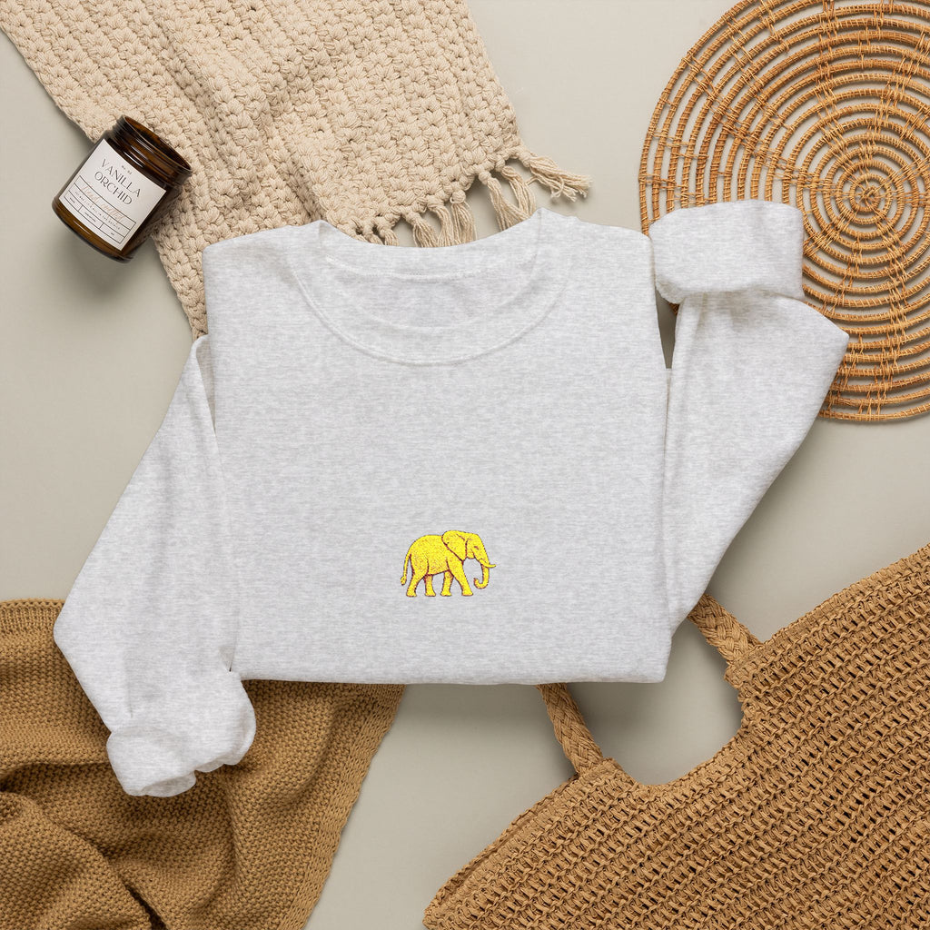 Elephant Embroidery Crewneck Sweatshirt