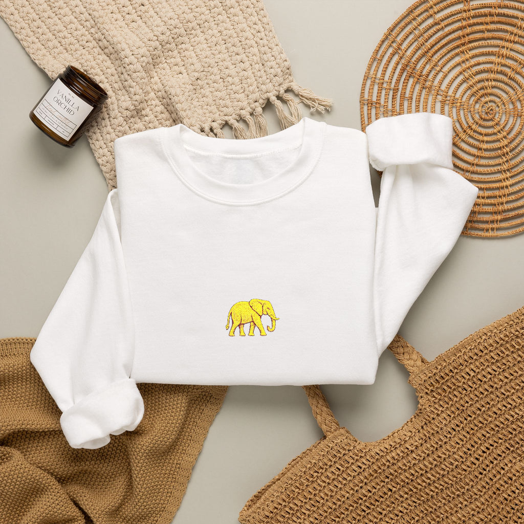 Elephant Embroidery Crewneck Sweatshirt