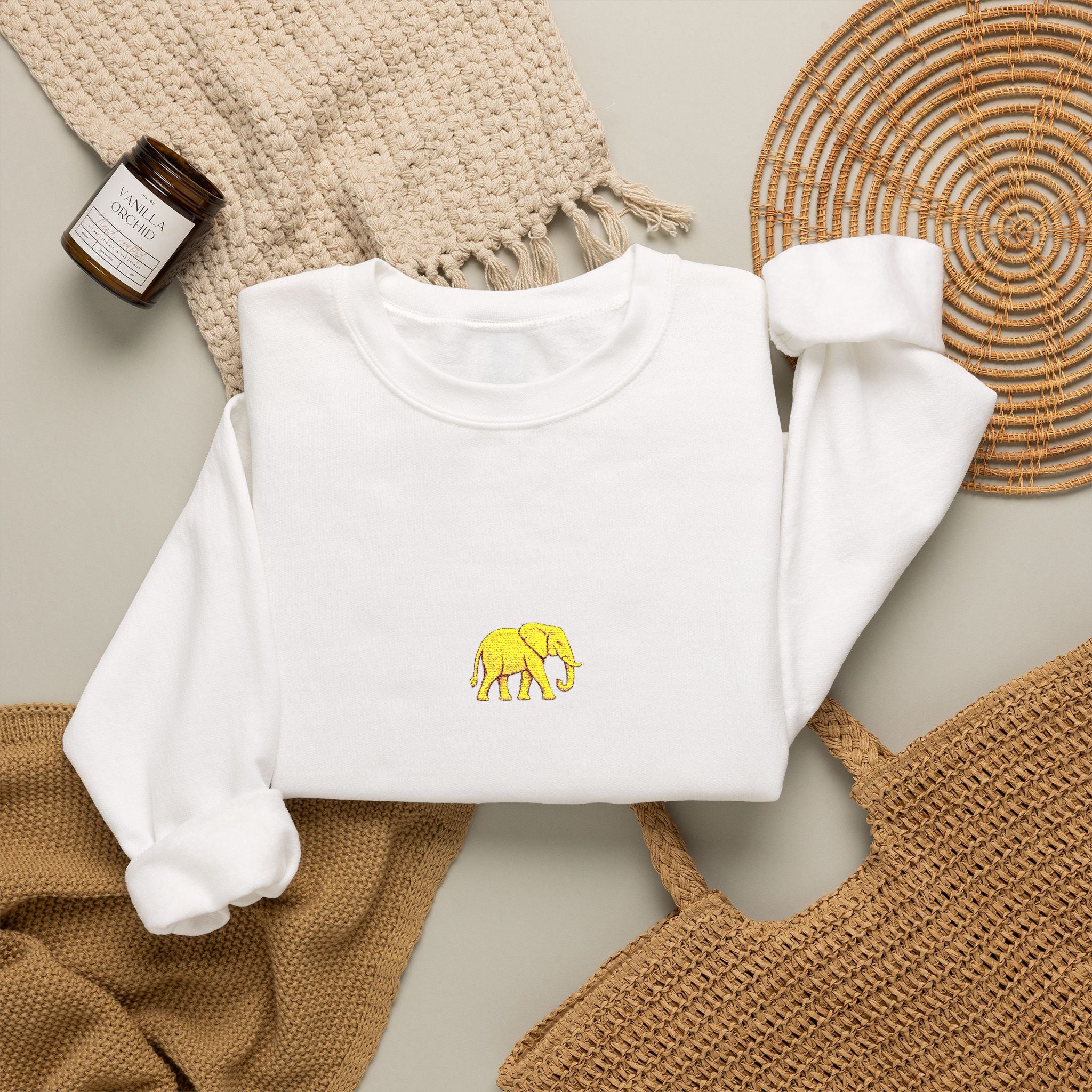 Elephant Embroidery Crewneck Sweatshirt