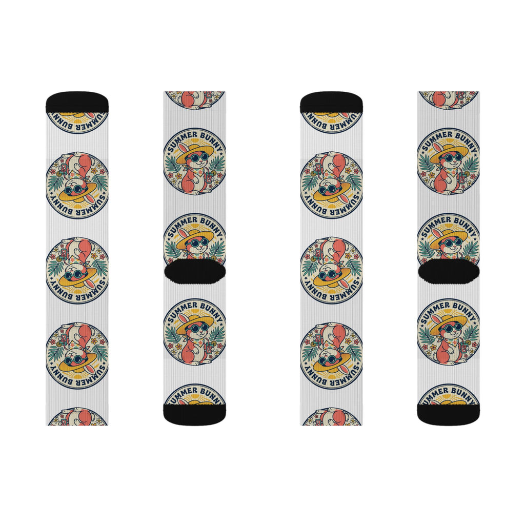 Summer Vibes Sublimation Socks — Sunny Beach Badge Pattern