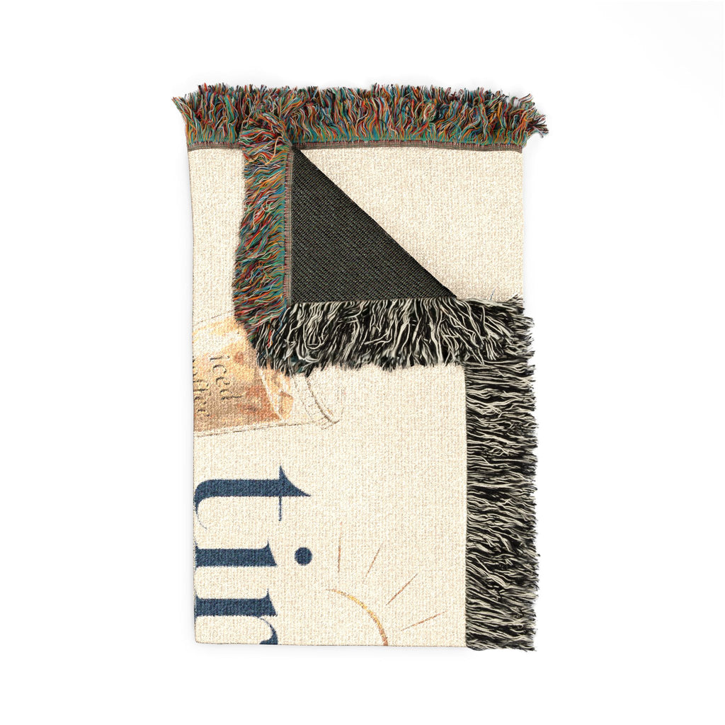 Tired But Tanned Woven Blanket — Beach Quote Throw Blanket