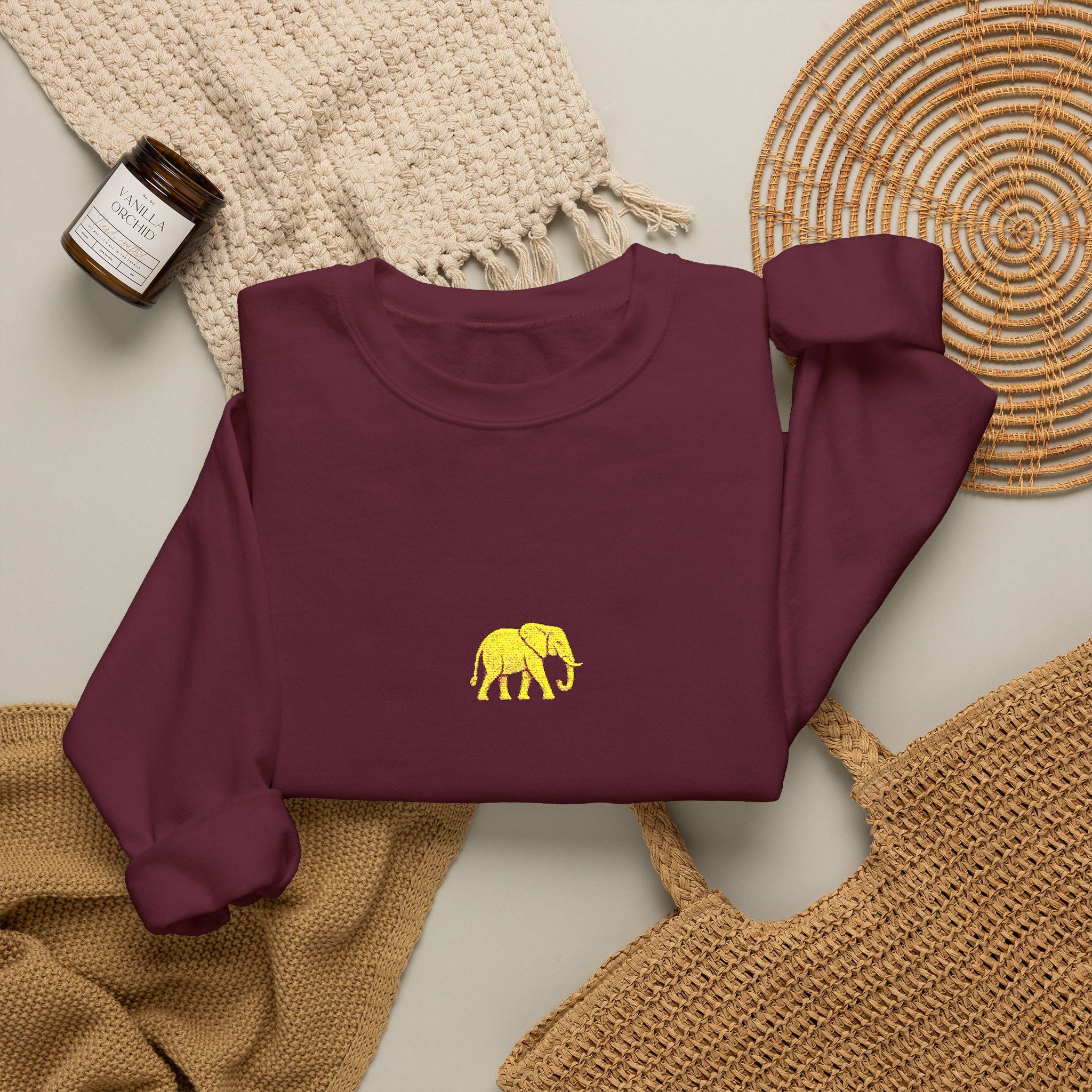 Elephant Embroidery Crewneck Sweatshirt