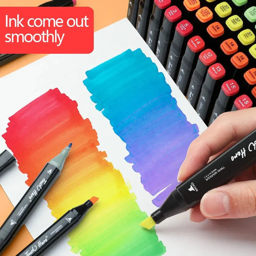 120 Colors Marker Pens Set Manga Brush Pen Student Drawing Sketch Kawaii Art School Supplies Stationery Paint Lettering Markers