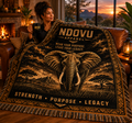 Woven Blanket — Ndovu Elephant Throw Blanket with "Strength • Purpose • Legacy" Design