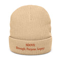 Ndovu Embroidered Ribbed Beanie — "NDOVU: Strength. Purpose. Legacy."