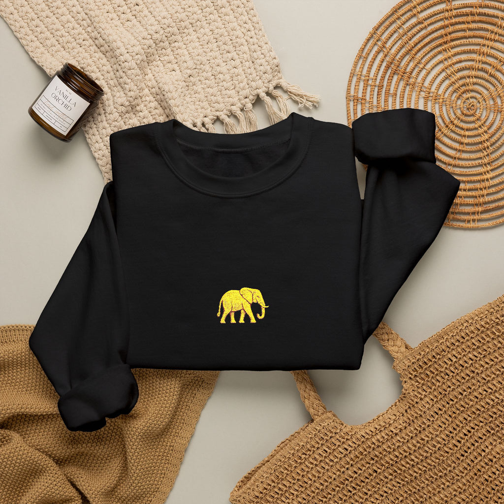 Elephant Embroidery Crewneck Sweatshirt