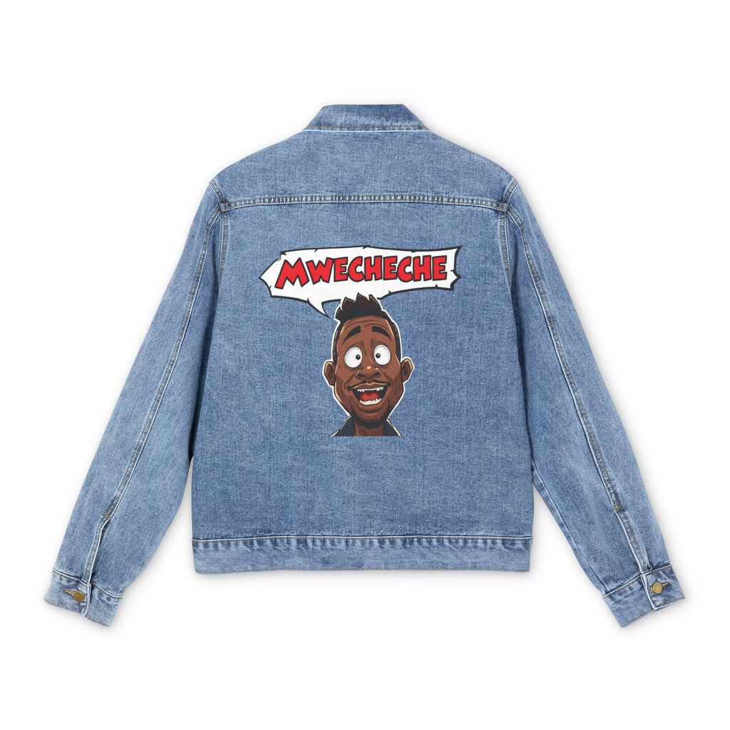 Denim Jacket — 'Mwecheche' Cartoon Back Graphic Men’s Jean Jacket